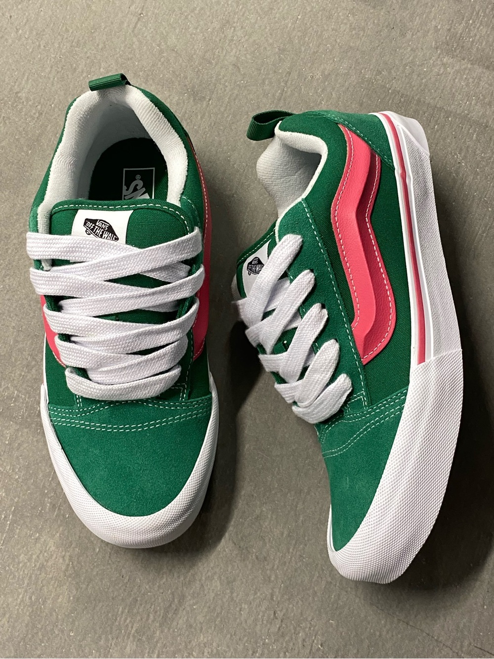 Vans Knu Skool Green and Pink Low-Top Skate Sneakers Watermelon